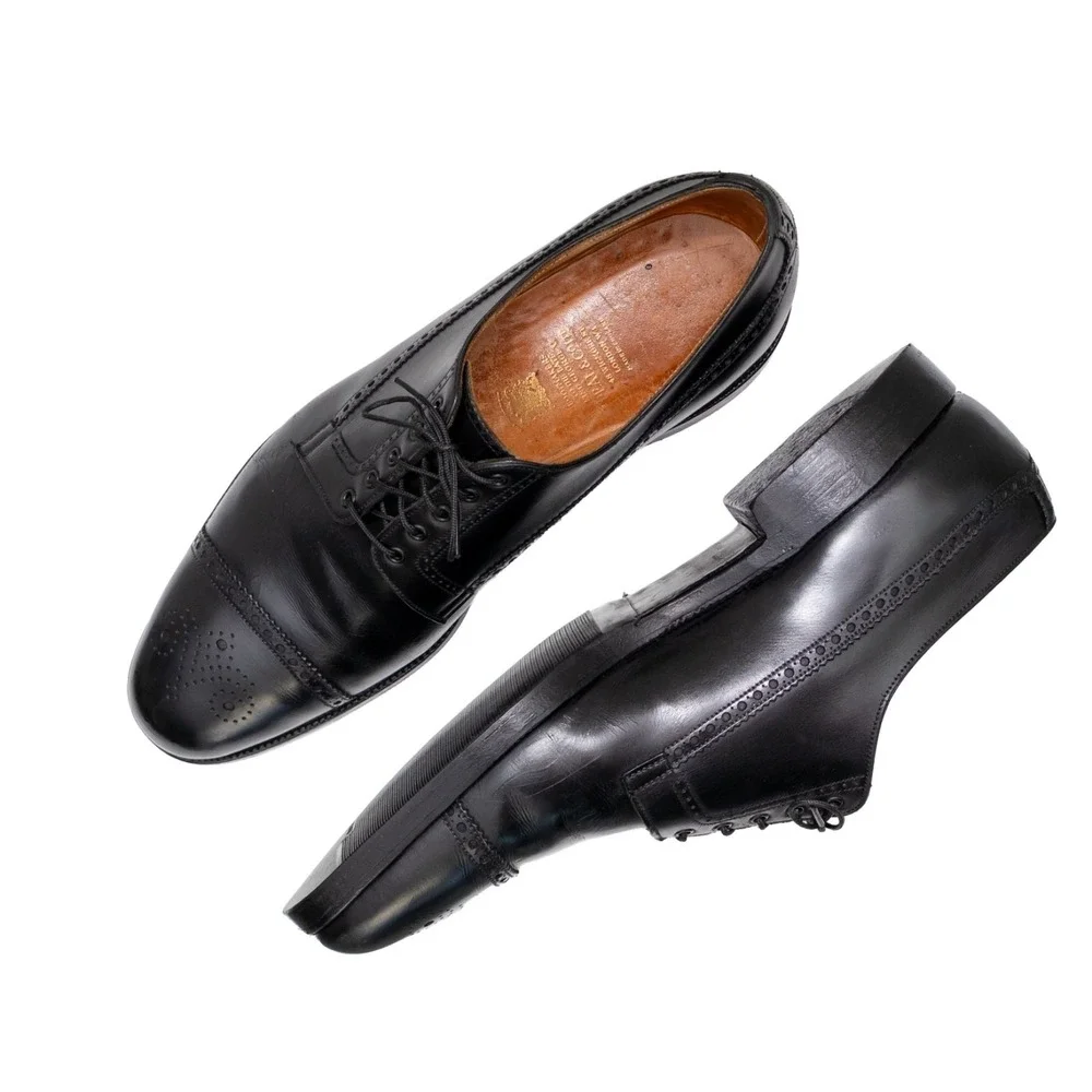 Peal & Co Black Cap Toe Oxford Dress Shoes Men US 12 UK 11 EU 45 Leather England